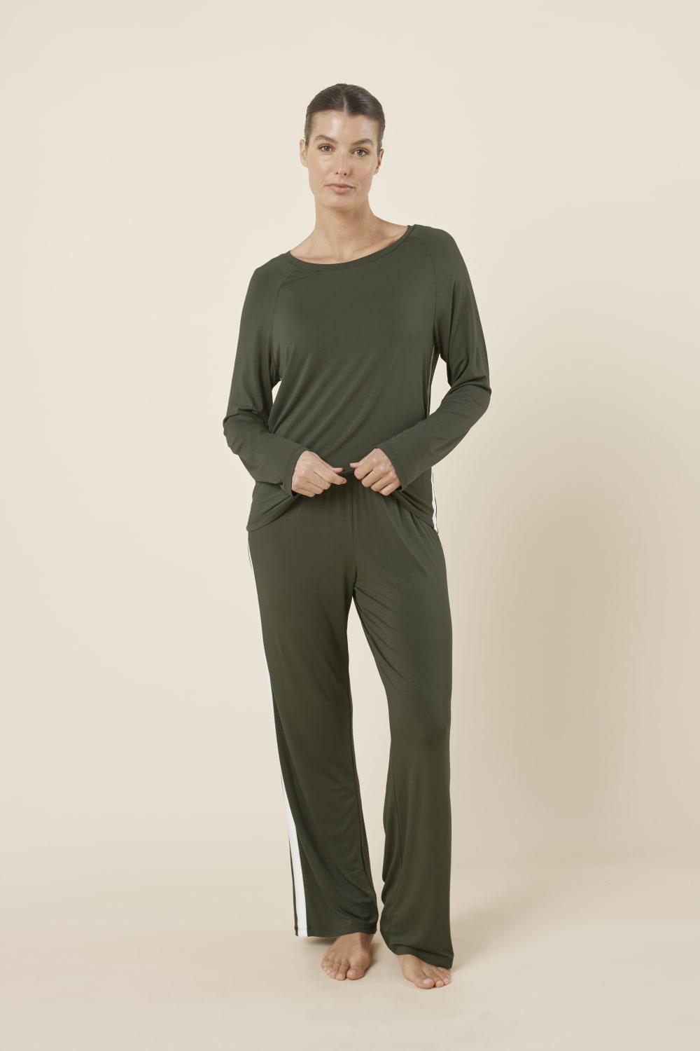 Gingerlilly Anya Bamboo Sporty PJ Set - Forest Green - Front alt