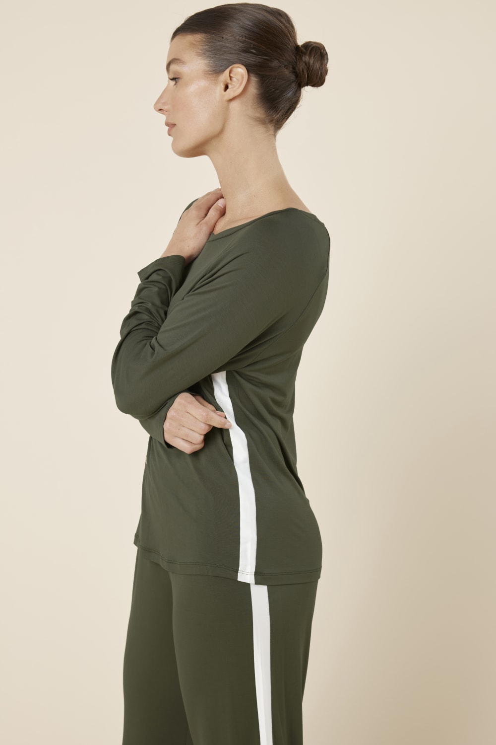 Gingerlilly Anya Bamboo Sporty PJ Set - Forest Green - Side
