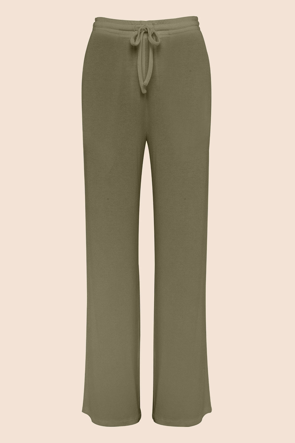 Gingerlilly Athens Ribbed Long Pants - Olive - Flat lay