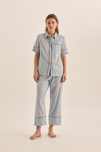 Molly Blue Double Piping Pyjama Set