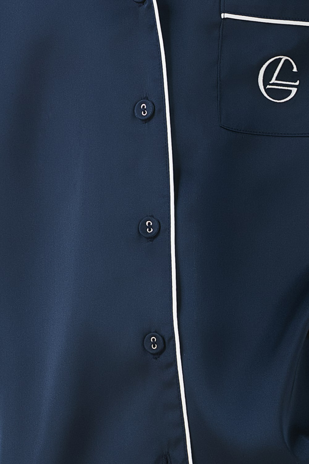Gingerlilly Mini Sonia Silky Satin Short PJ Set - Navy - Detail