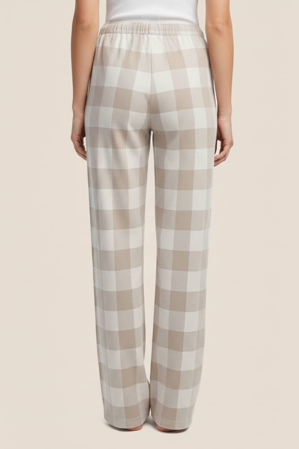 Gingerlilly Sarita Buffalo Check Wide Pant - Natural - Back