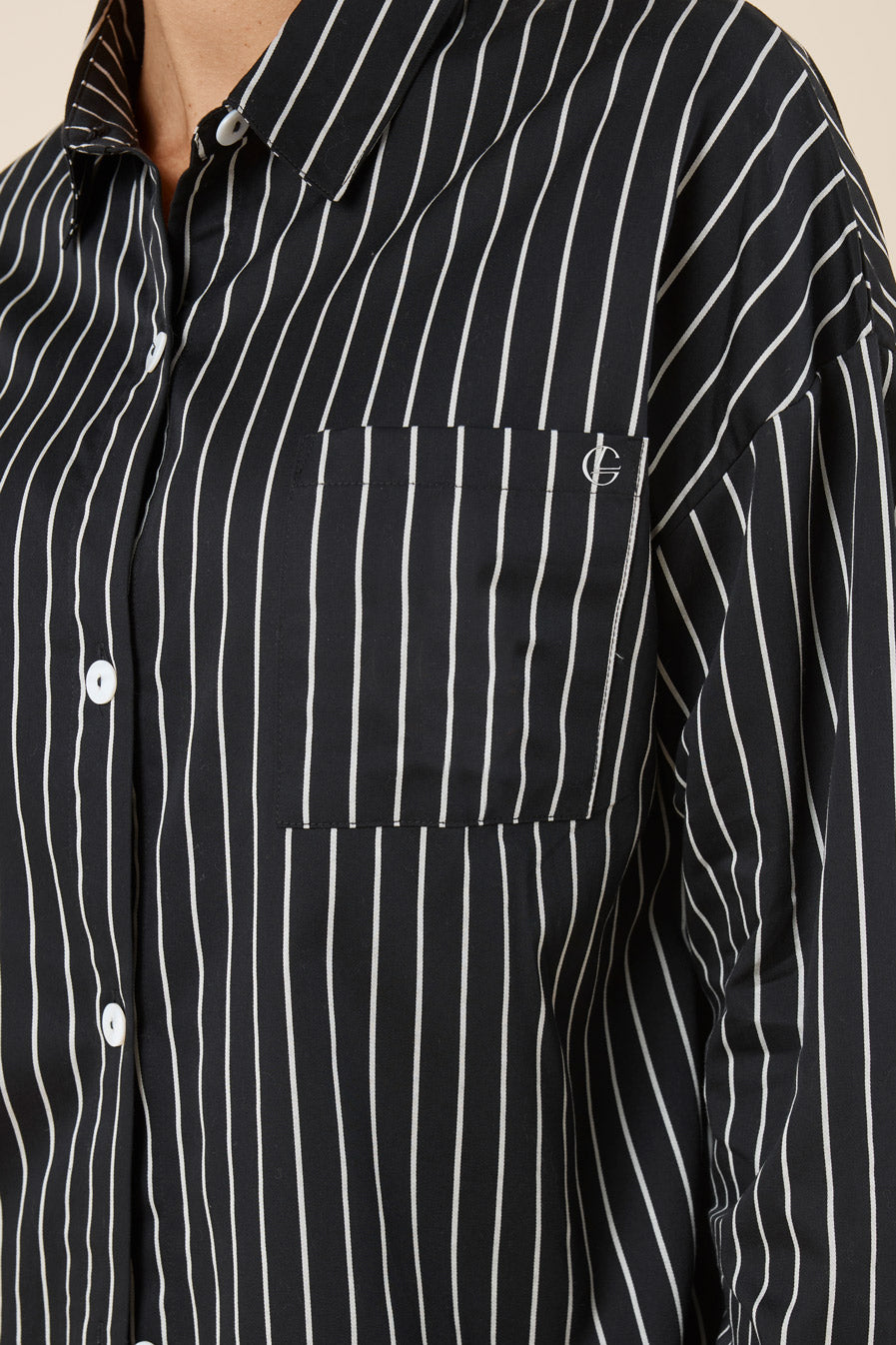 Gingerlilly Willow Cotton Stripe PJ Set - Black - Detail