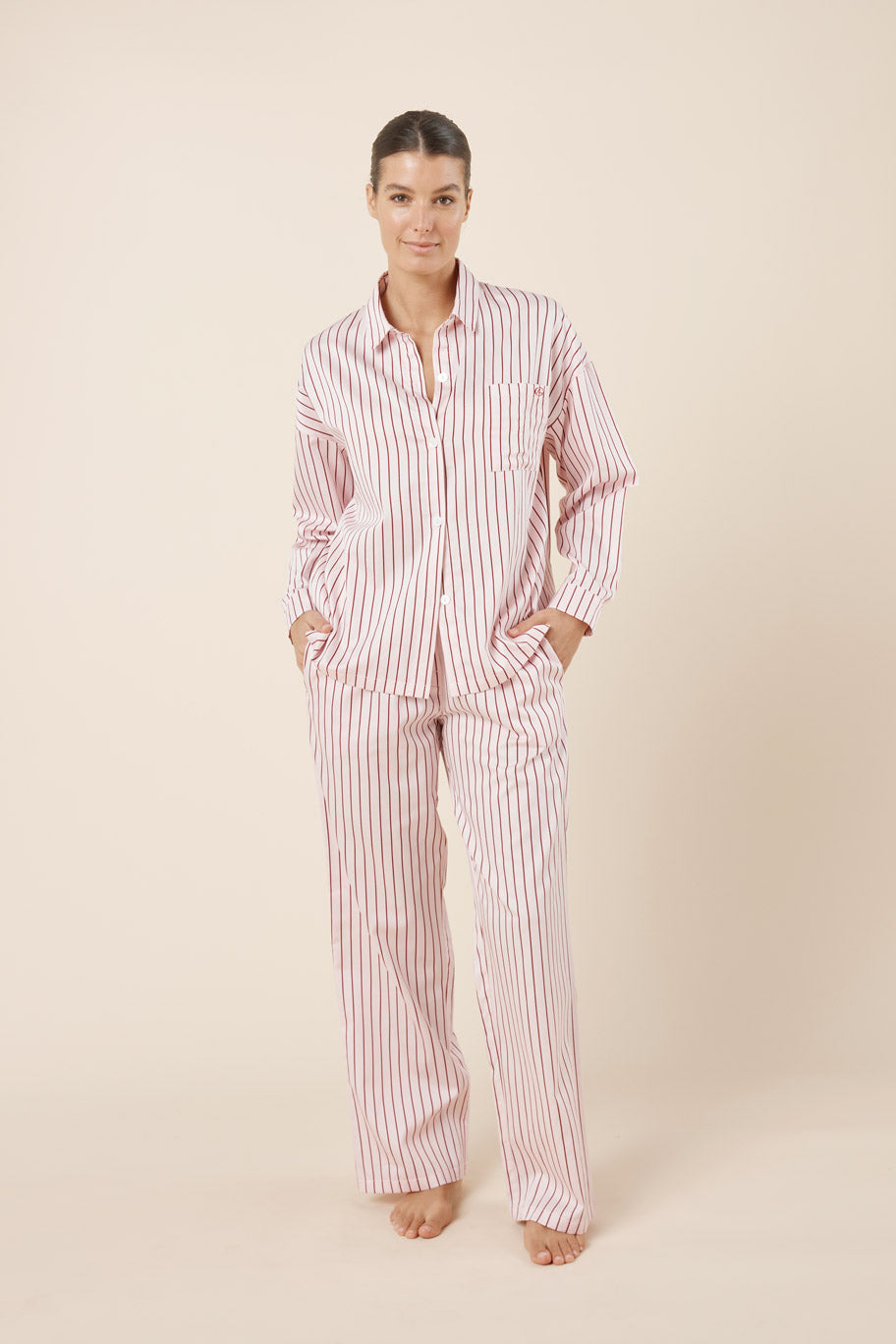 Gingerlilly Willow Cotton Stripe PJ Set - Pink - Front