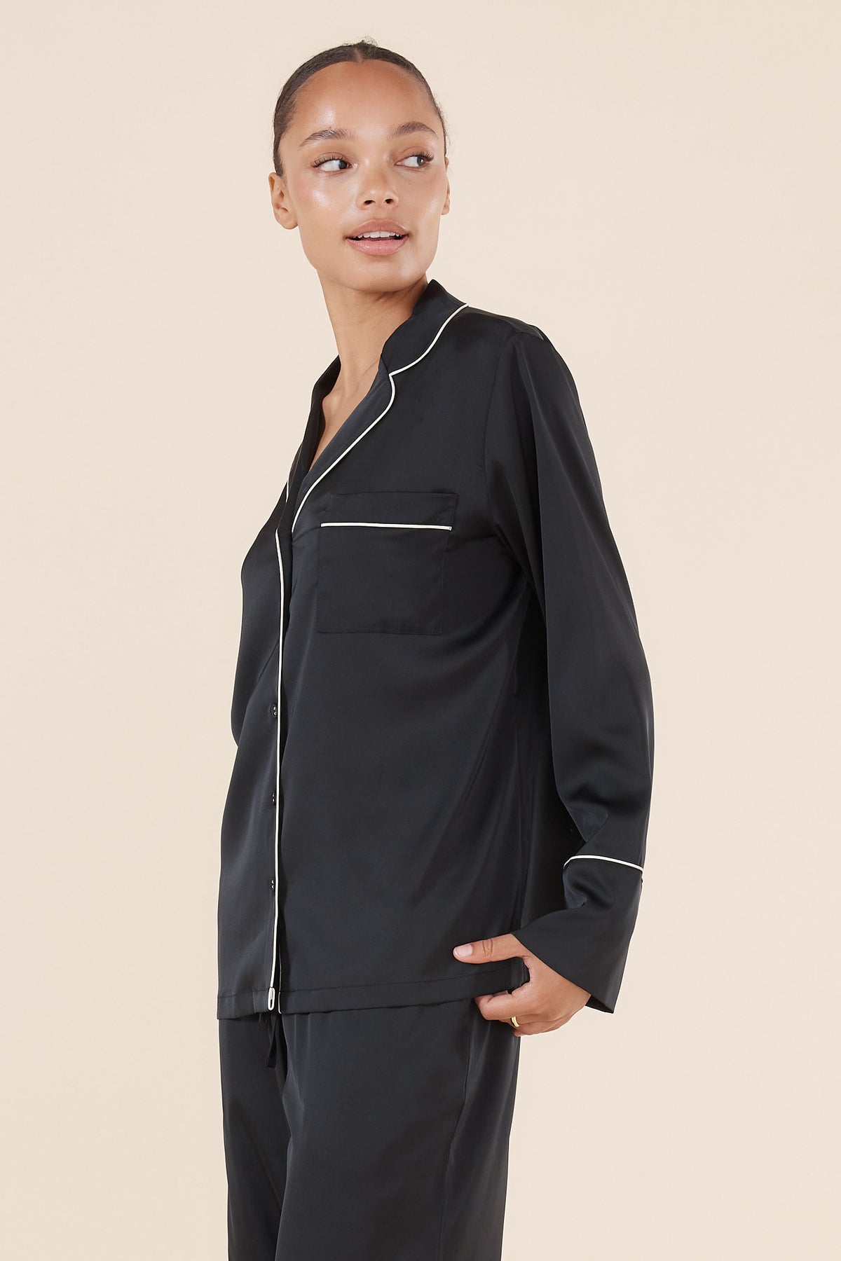 Adele Black Satin Set - Gingerlilly Sleepwear
