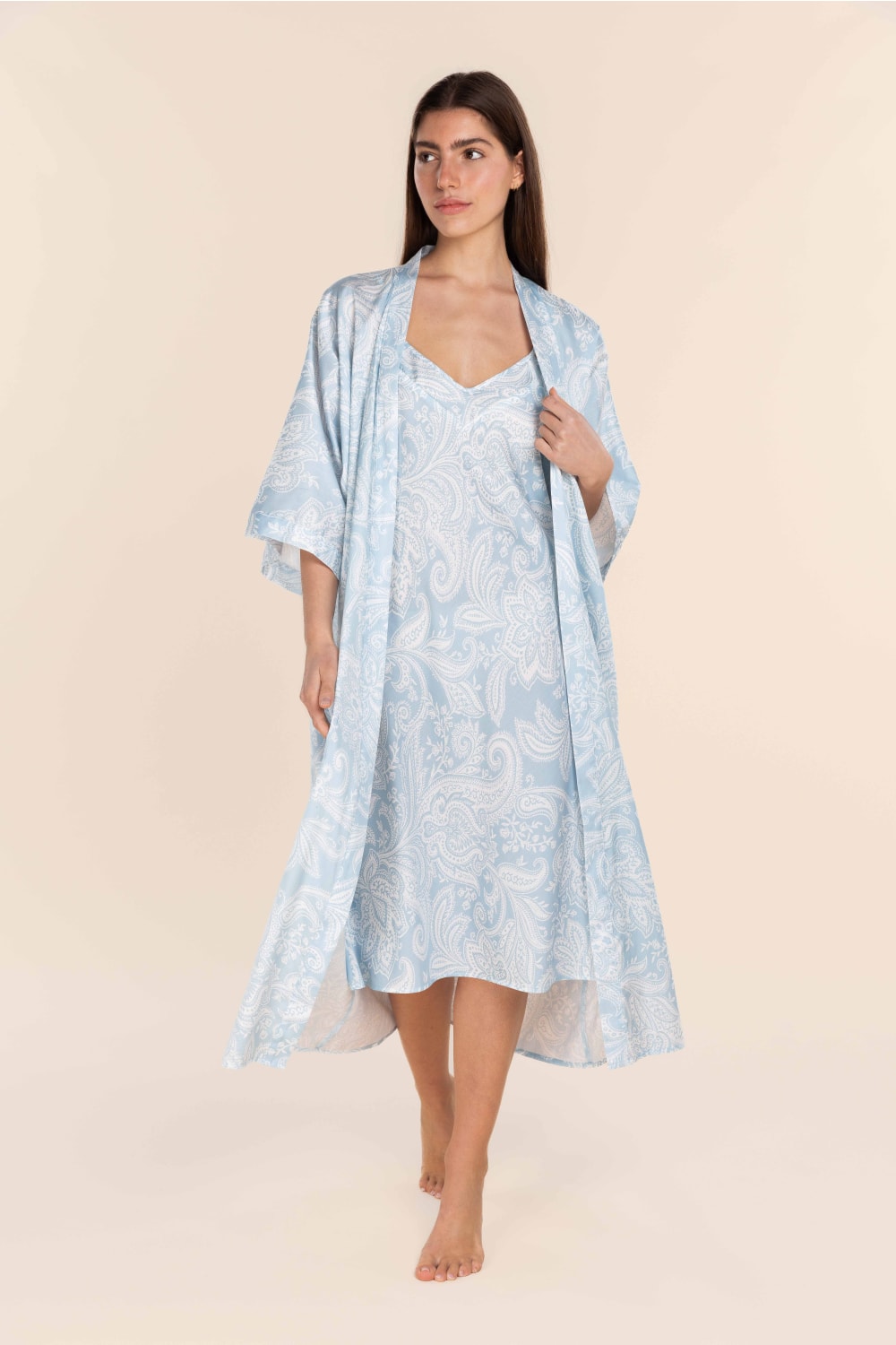 Gingerlilly Annie Cotton Sateen Robe - Blue - Styled
