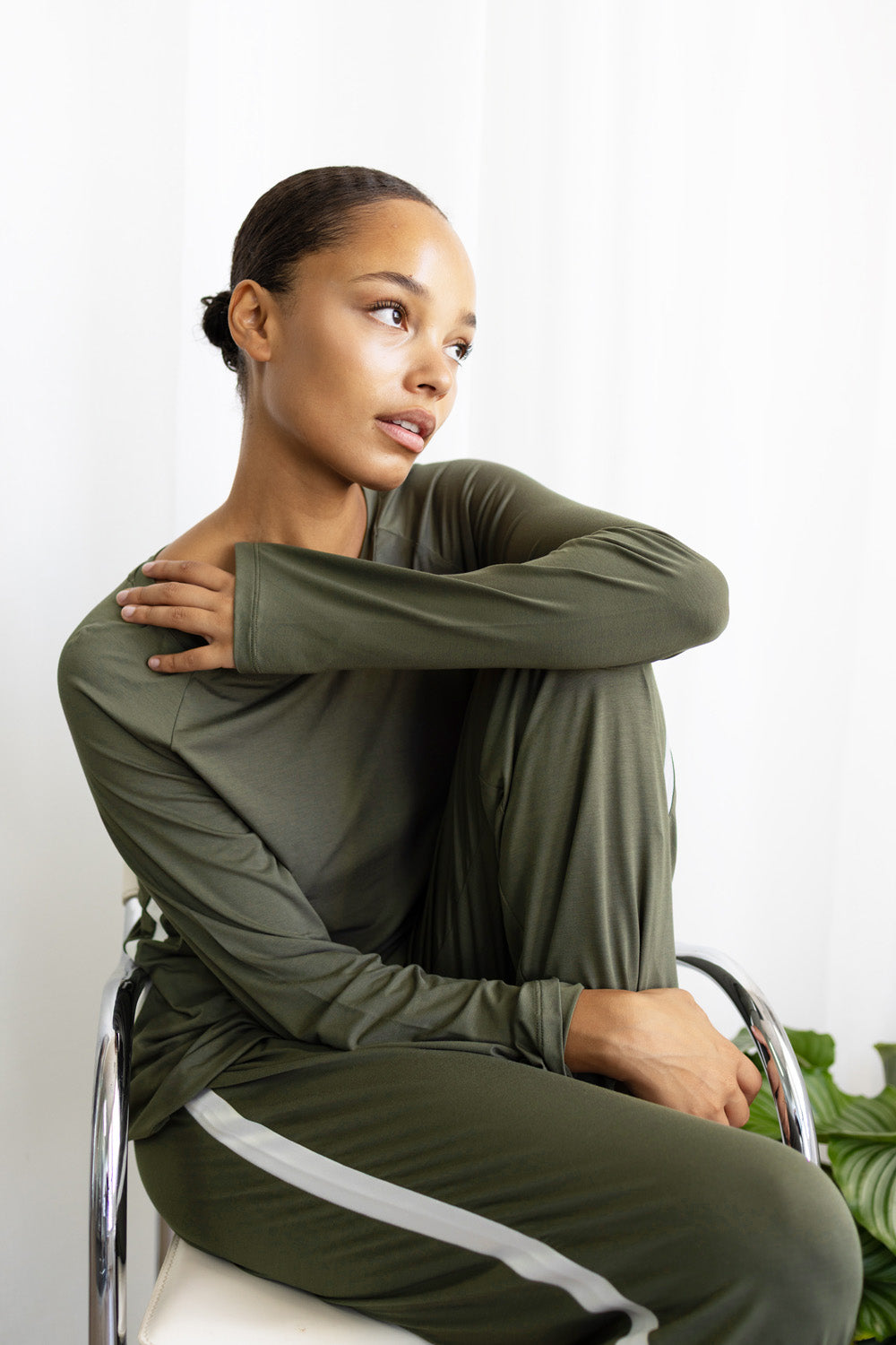 Gingerlilly Anya Bamboo Sporty PJ Set - Forest Green - Lifestyle