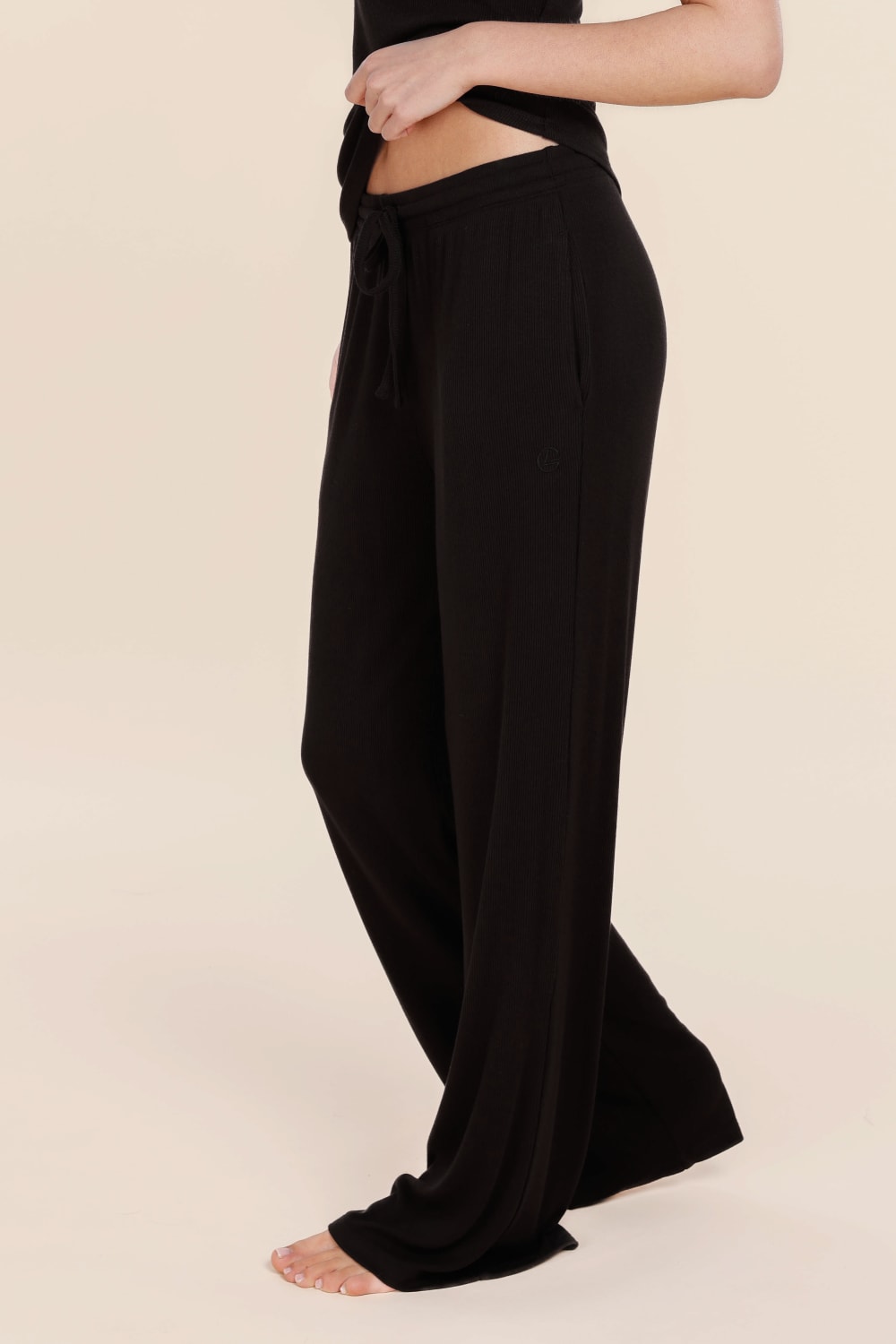 Gingerlilly Athens Ribbed Long Pants - Black - Front