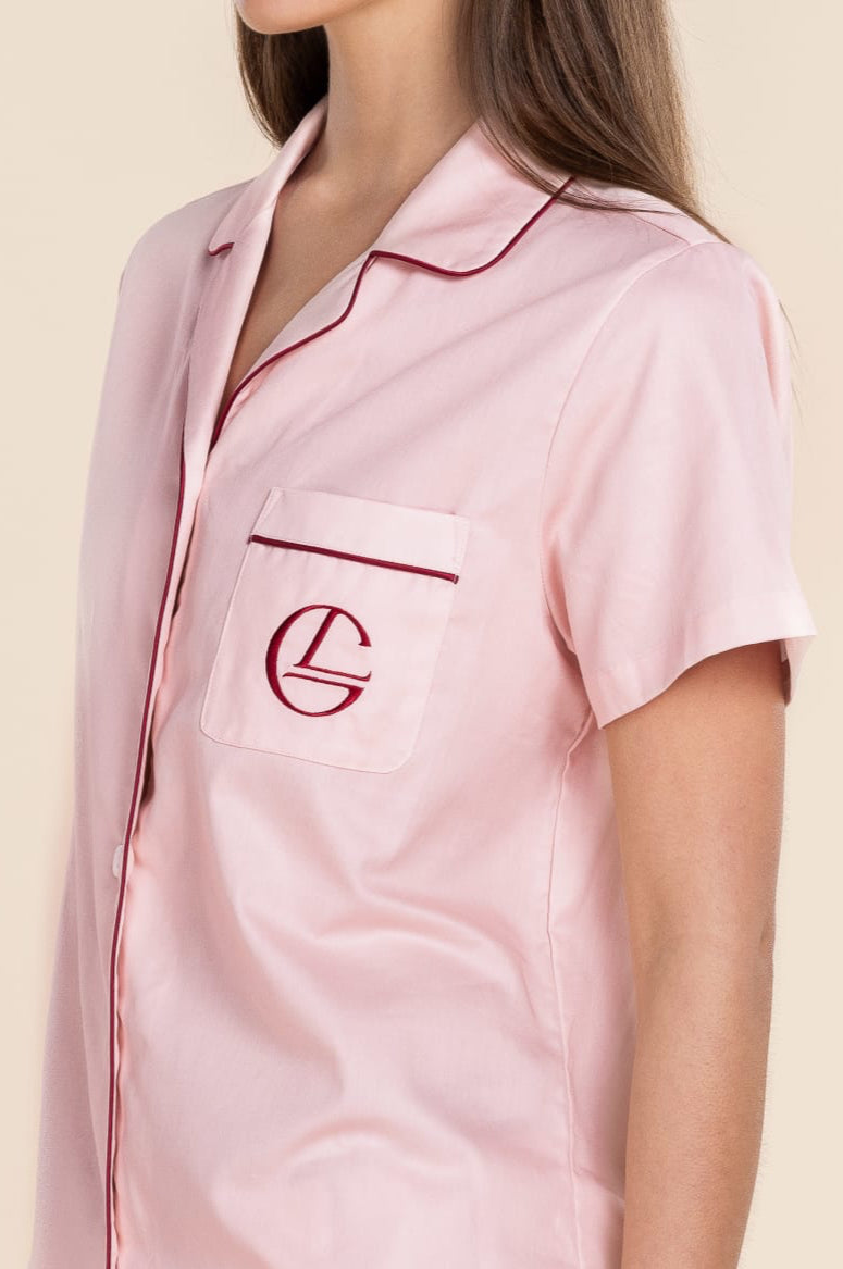 Gingerlilly Camilla Cotton Short PJ Set - Pink - Detail