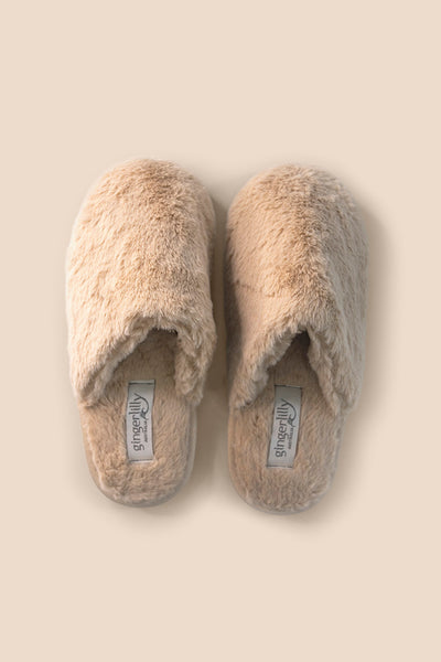 Cortina Plush Fluffy Slipper Beige