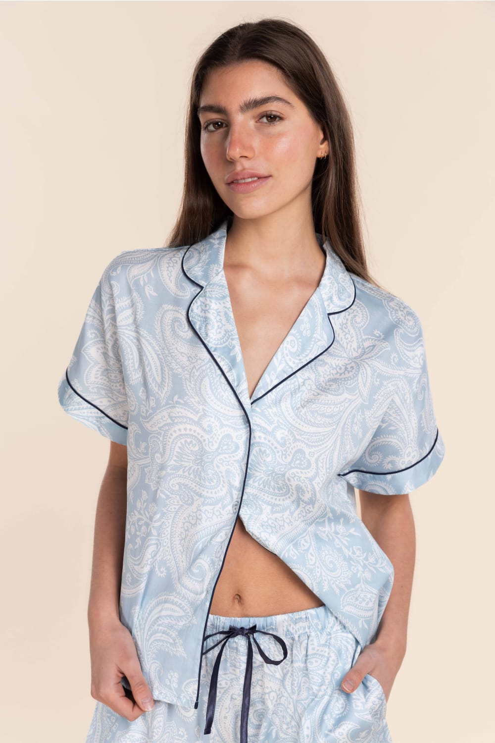 Gingerlilly Daphne Cotton Sateen Short Set - Blue - Detail alt