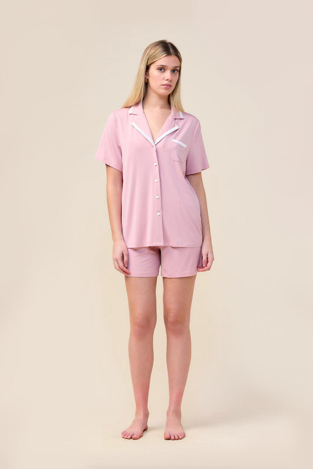 Gingerlilly Allegra Short Bamboo PJ Set - Pink - Front