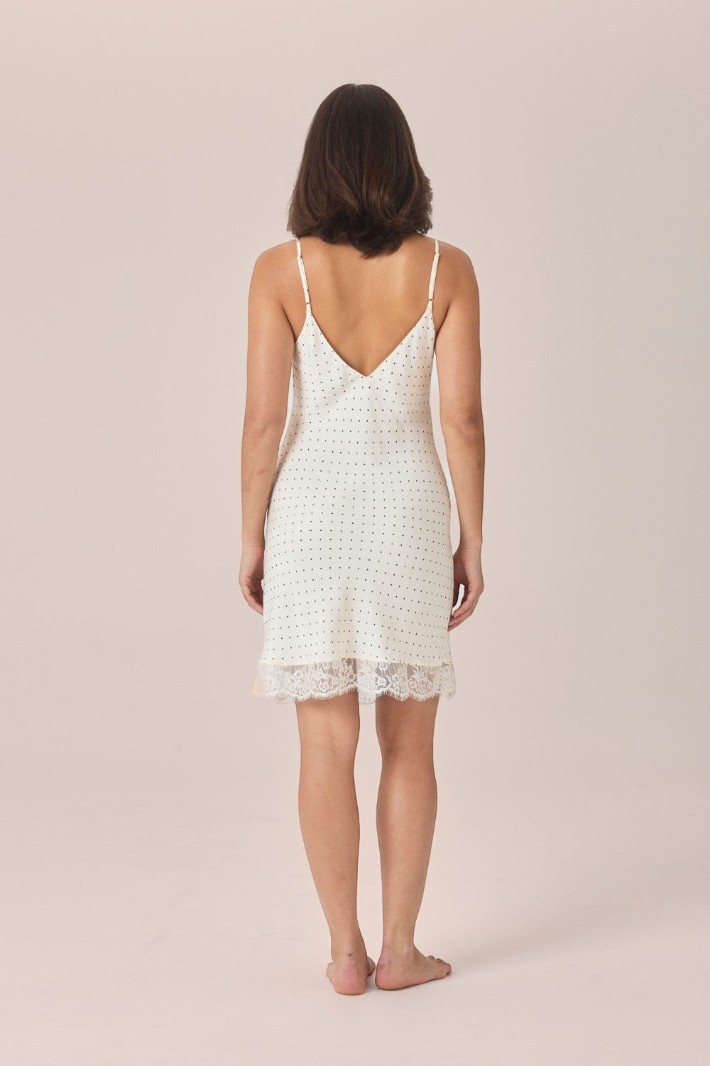 Gingerlilly Corinne Ivory Spot Nightie - Ivory - Back