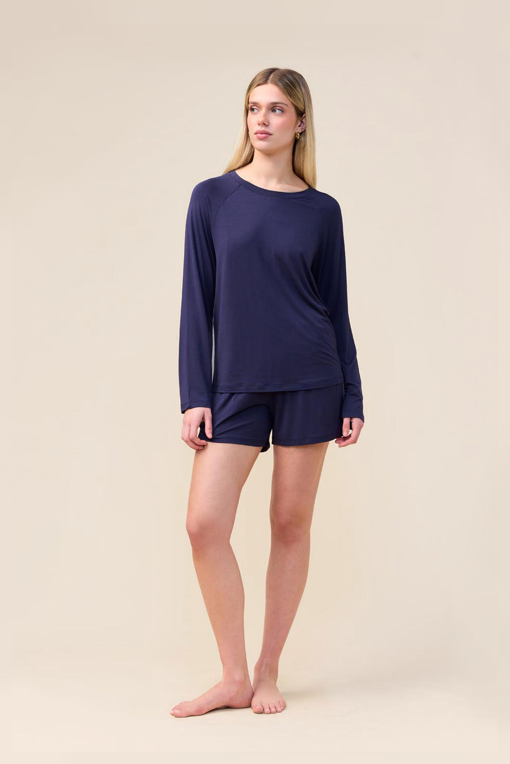 Gingerlilly Solene Long Sleeve Top with Stripe - Navy - Front 2
