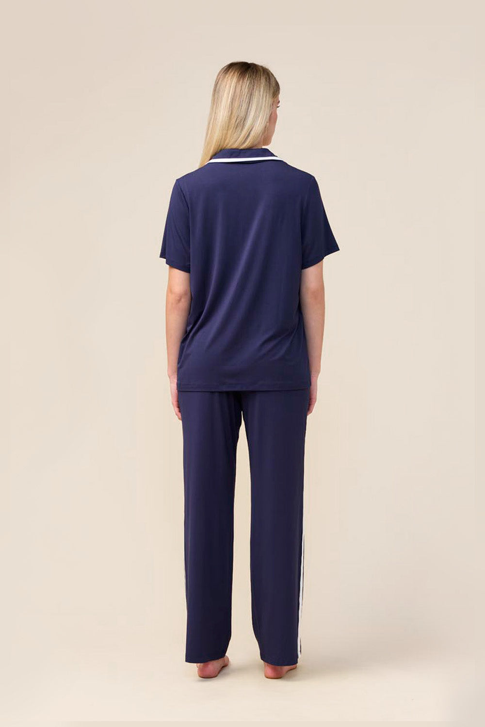Gingerlilly Vanessa Bamboo Long Pant PJ Set - Navy - Back