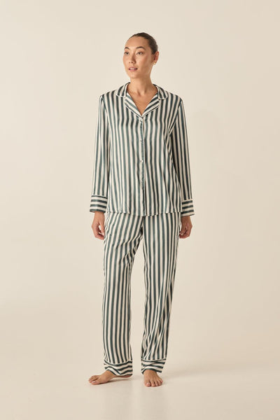 Imelda Green Stripe Satin Set