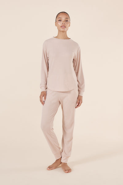 Lainey Beige Waffle Pyjama Set
