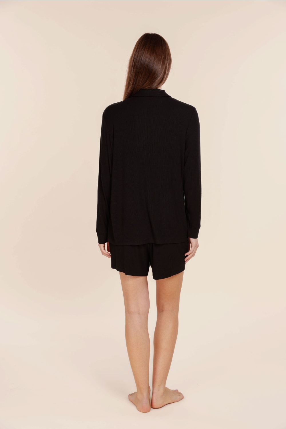 London Ribbed Long Sleeve Button Up Top - Gingerlilly Sleepwear