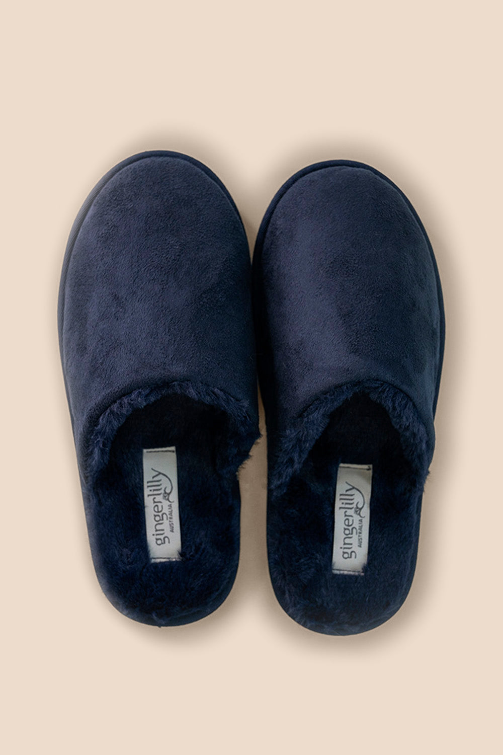 Gingerlilly St Moritz Mock Suede Slipper Navy - Top