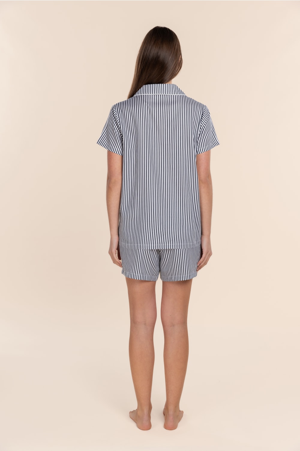 Gingerlilly Camilla Cotton Short PJ Set - Navy Stripe - Back