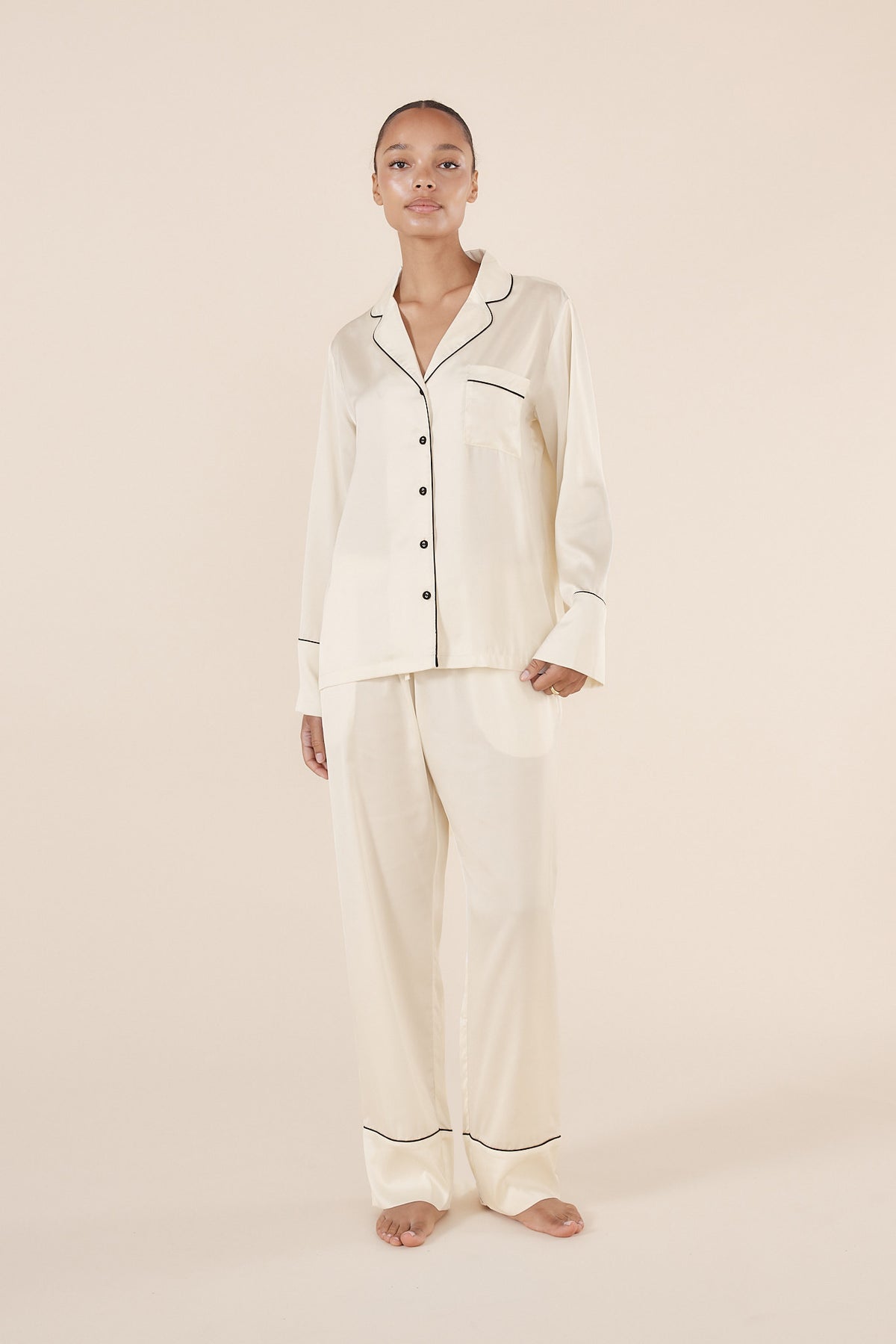 Gingerlilly Whitney Ivory Silky Satin Set - Front