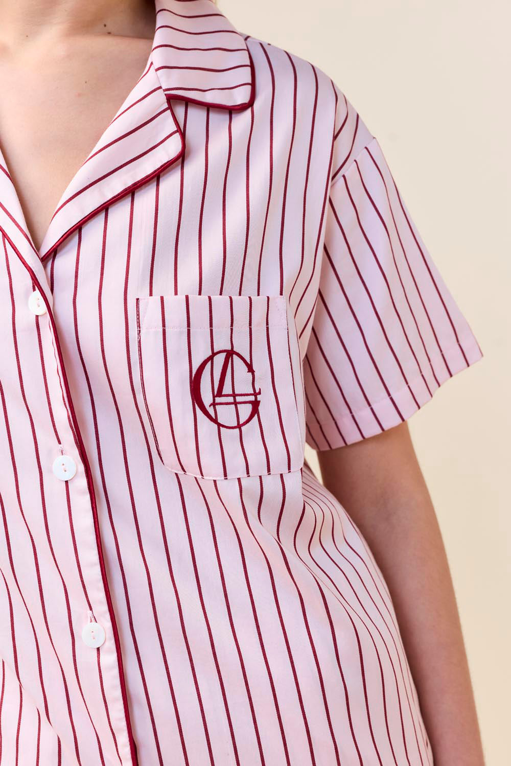Gingerlilly Poppy Stripe Short PJ Set - Pink - Detail