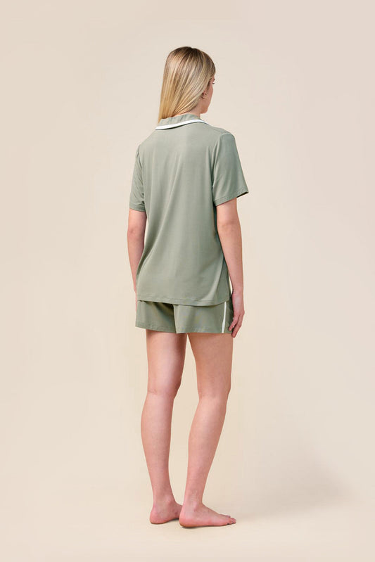 Allegra Short Bamboo PJ Set - Olive - Back