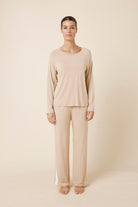 Anya Bamboo Sporty PJ Set in biscuit
