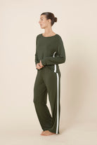 Gingerlilly Anya Bamboo Sporty PJ Set - Forest Green - Front