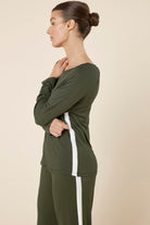 Gingerlilly Anya Bamboo Sporty PJ Set - Forest Green - Side