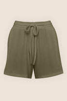 Gingerlilly Adelaide Ribbed Shorts - Olive - Flat lay