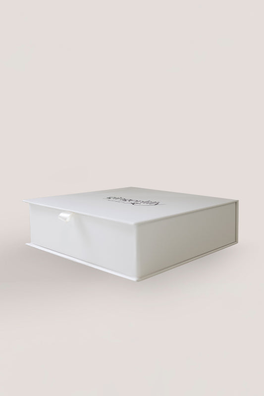 White gift box for the Azalia Silky Satin Short Chemise garment