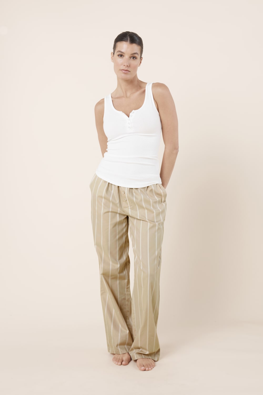 Gingerlilly Chloe Cotton PJ Pants - Biscuit - Front