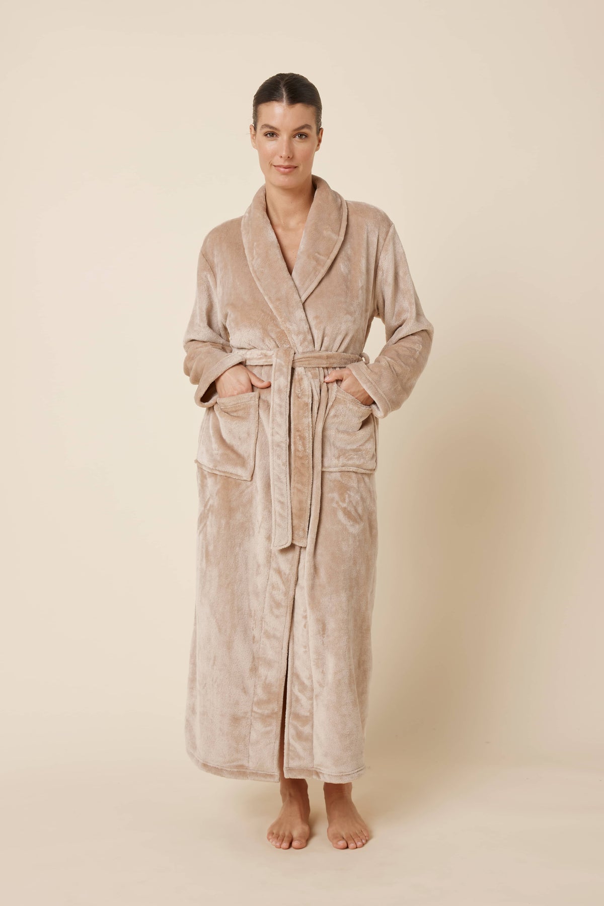 Gingerlilly Colette Biscuit Plush Robe - Front