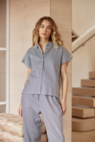 Gingerlilly Marlie Diamond Print Cotton Long PJ Set - Navy - Lifestyle