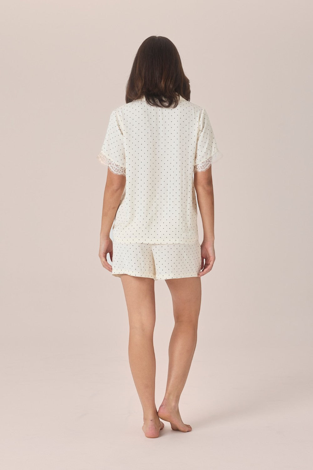 Gingerlilly Celine Short Spot PJ Set - Ivory - Back