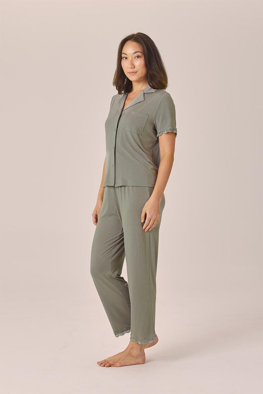 Dianne Bamboo Long PJ set with Lace