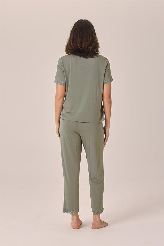 Dianne Bamboo Long PJ set with Lace