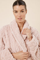 Gingerlilly Gabriella Plush Long Robe - Pink - Detail alt