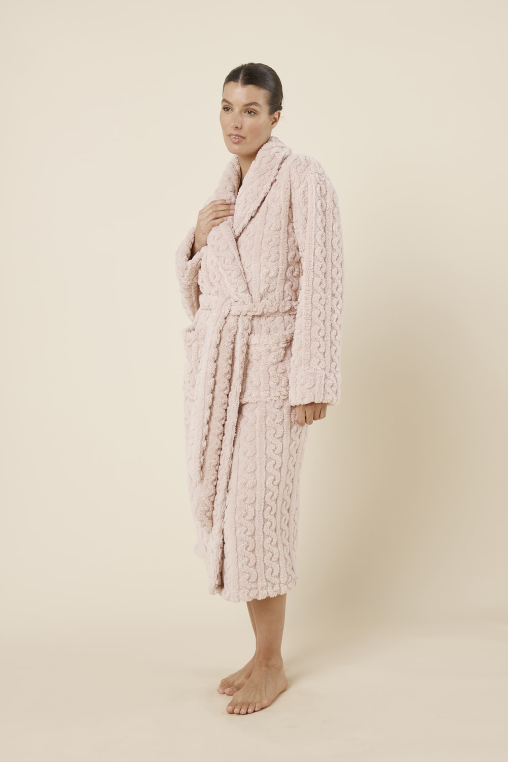 Gingerlilly Gabriella Plush Long Robe - Pink - Side