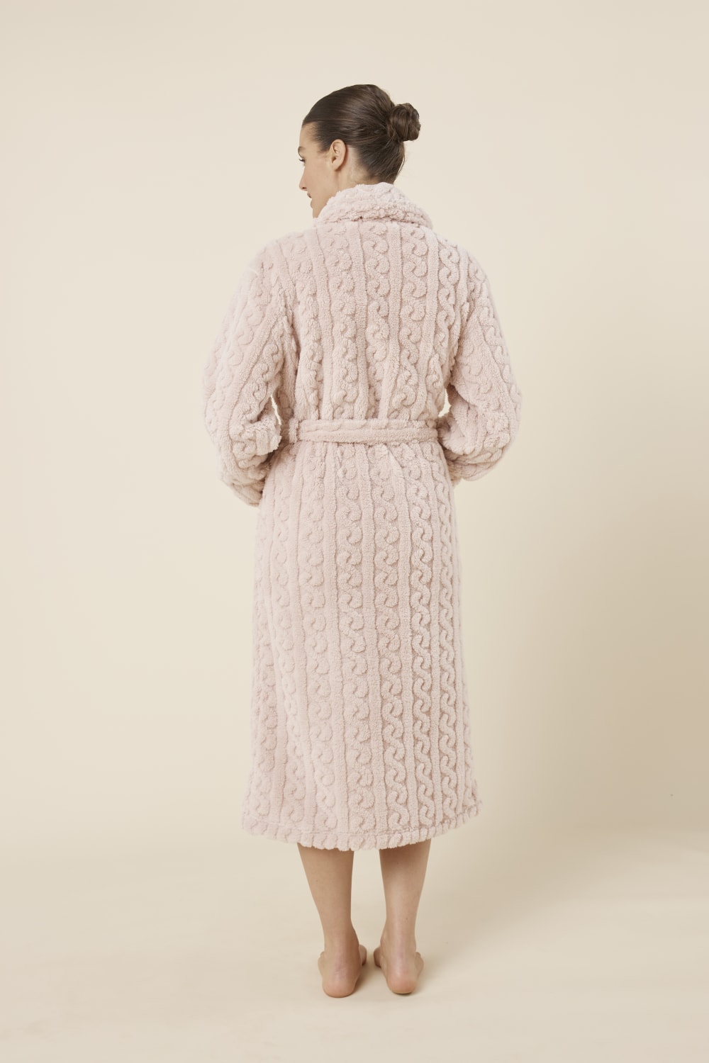 Gingerlilly Gabriella Plush Long Robe - Pink - Back