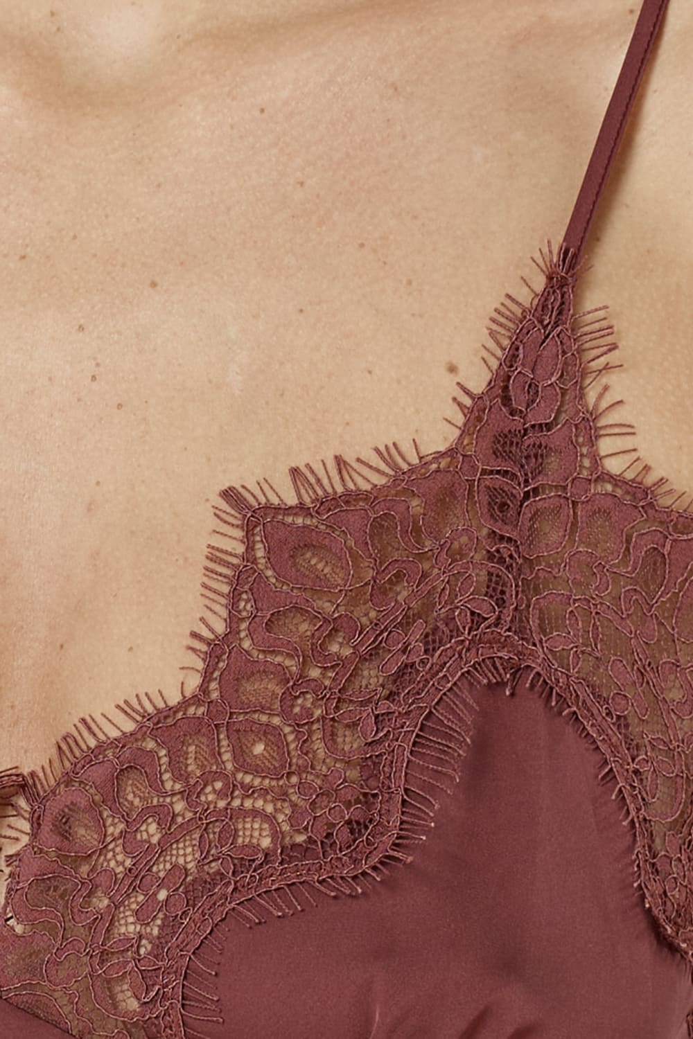 Gingerlilly Heather Silky Satin Cami and Short Set - Burgundy - Detail