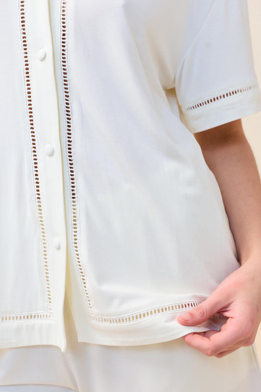 Gingerlilly Helena Short Bamboo PJ Set - Ecru - Detail