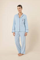 Gingerlilly Isabella Brushed Cotton PJ Set - Blue - Front alt