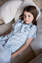 Gingerlilly Mini Camilla Cotton Short PJ Set - Blue Stripe - Lifestyle