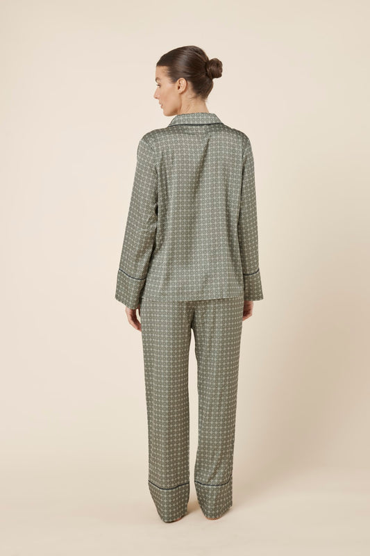 Kienna Geo Printed Silky Satin PJ Set