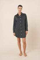 Lolita Stripe Night Shirt in black striped cotton