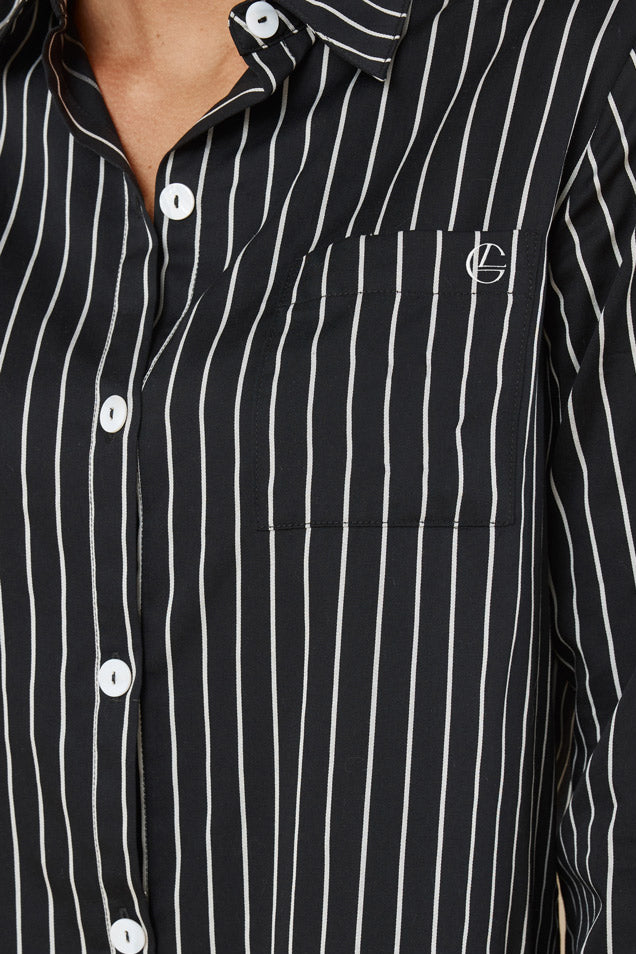 Gingerlilly Lolita Striped Boyfriend Night Shirt - Black - Detail alt