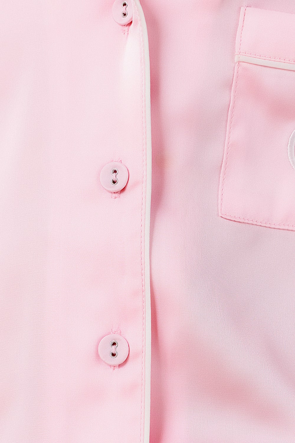 Gingerlilly Mini Sonia Silky Satin Short PJ Set - Pink - Detail