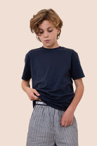 Gingerlilly Mini Noah Cotton Short PJ Set - Navy Stripe - Front alt